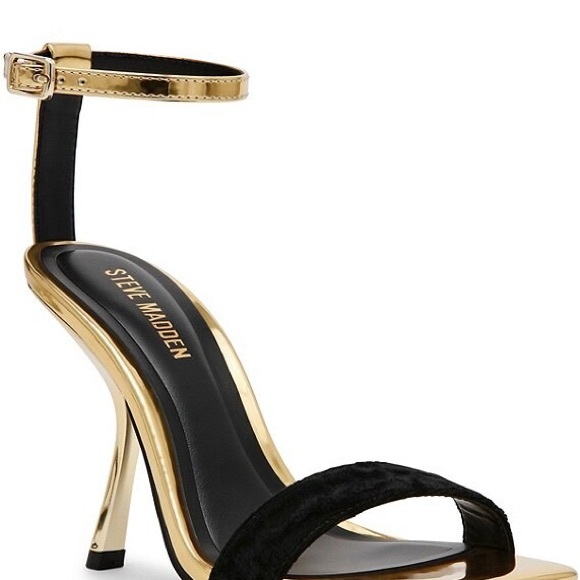 Steve Madden Luxedo Velvet Architectural Metallic Dress Sandals - Picture 1 of 2